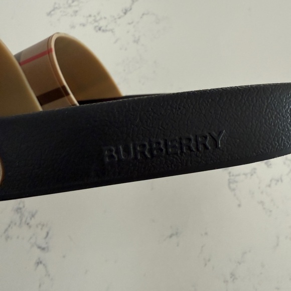 Burberry Black and Tan Plaid Slides - Picture 5 of 8